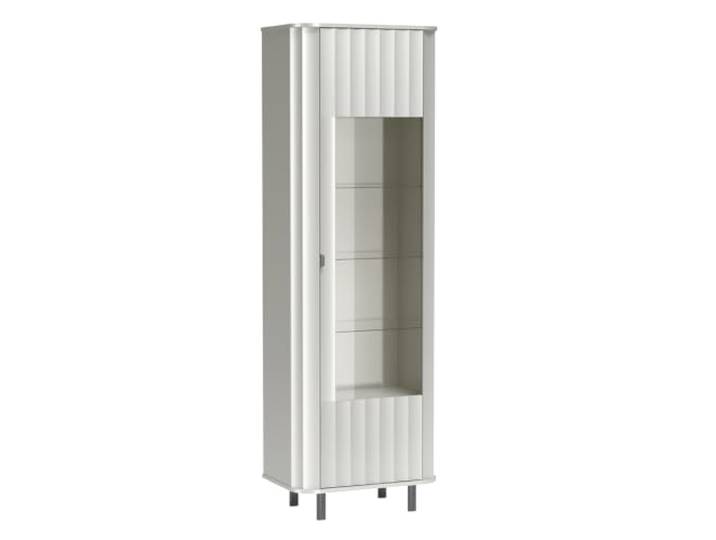 Komodee Vitrine SECHELT - Weiß - Glasböden - Gefräste Front - Beleuchtung - 65 x 200 x 41 cm