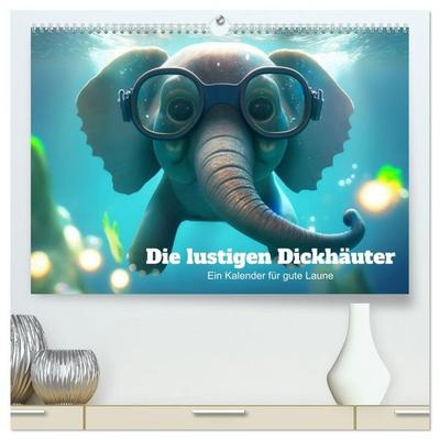 Die lustigen Dickhäuter. Ein Kalender für gute Laune (hochwertiger Premium Wandkalender 2027 DIN A2 quer), Kunstdruck in Hochglanz