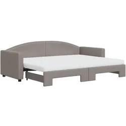vidaXL Tagesbett Ausziehbar mit Matratzen Taupe 80x200 cm Stoff