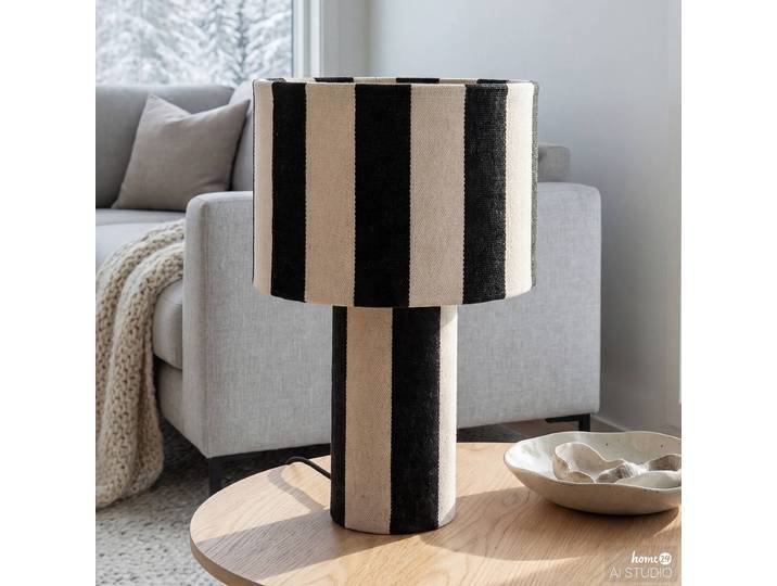 Lampe de table Ø 25cm Noir/Noir Polyester E14