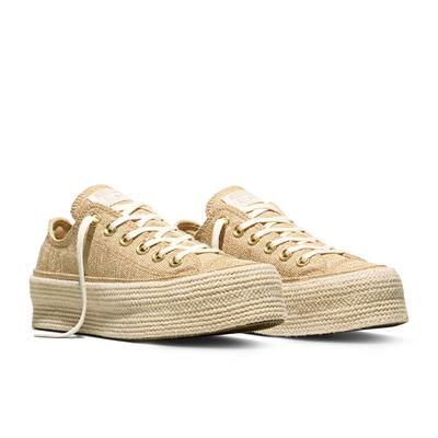 Sneaker CONVERSE "CHUCK TAYLOR ALL STAR LIFT ESPADRILLE", Damen, Gr. 37, beige (hay day, egret, papyrus), Synthetik, Schuhe Sneaker, sportlicher Stil, mit profiliertem Laufsohlenprofil, mit Schnürung