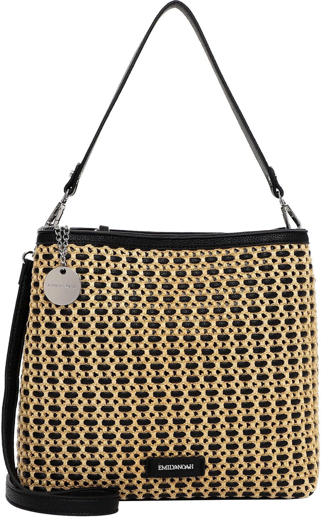 Beuteltasche EMILY & NOAH "Beutel E&N Jella", Damen, Gr. B/H/T: 38cm x 28cm x 13cm 0, schwarz (schwarz 100), Polyester, Taschen Beuteltasche