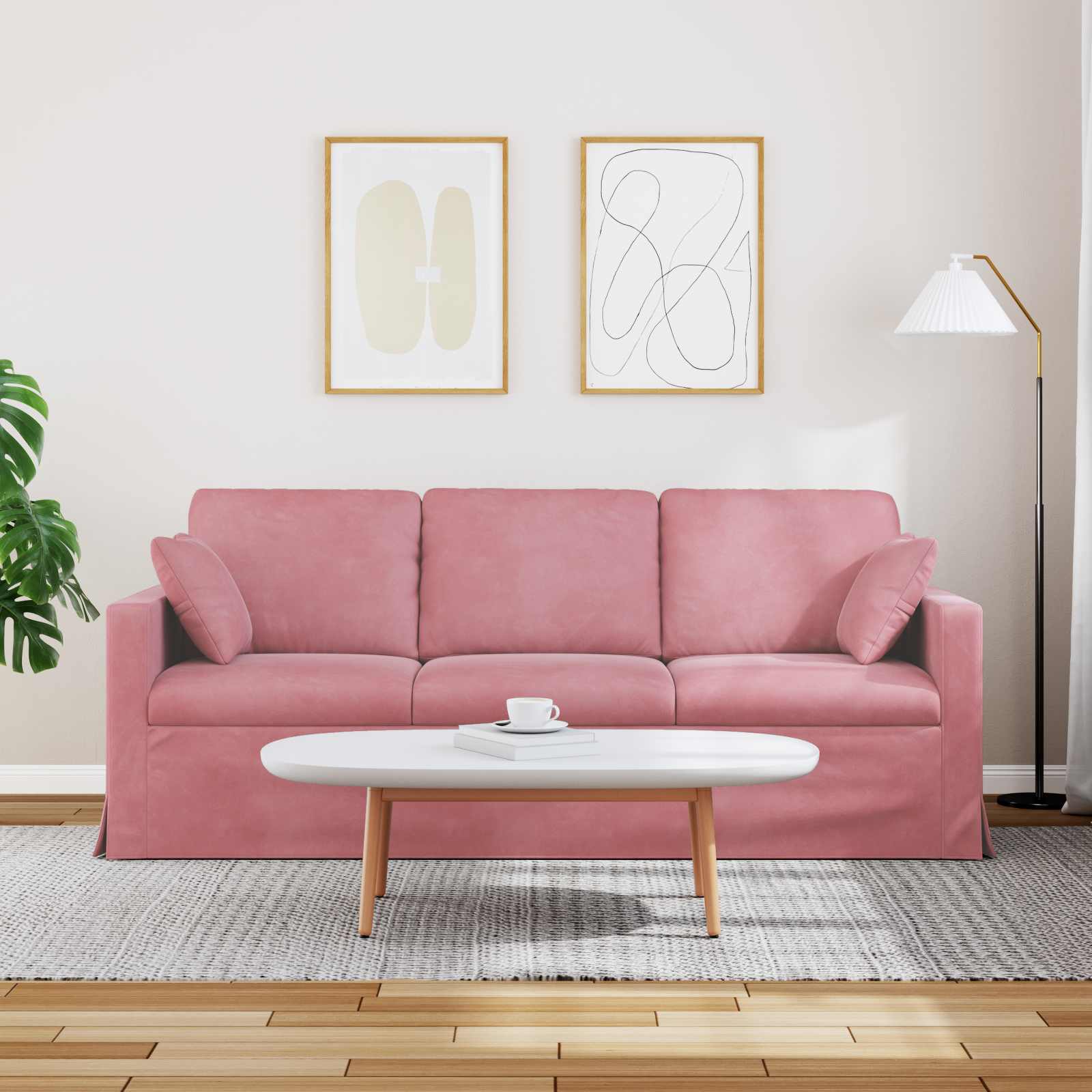vidaXL Canapé Rose 198 x 78 x 80 cm Velours