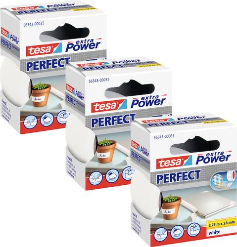 Tesa EXTRA POWER PERFECT 56343-00501-04 Gewebeklebeband Weiß (L x B) 2.75m x 38mm 3St.