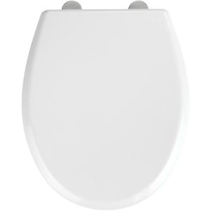 Wenko WC-Sitz Gubbio 22883100, oval, aus Duroplast, mit Absenkautomatik & Edelstahlscharnier, abnehmbar, weiß