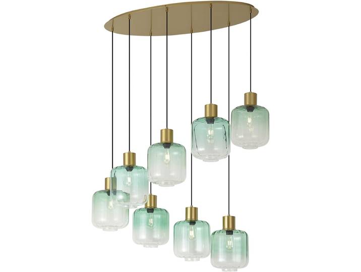 Qazqa eettafel hotel chique hanglamp - Qara - messing\, ovaal\, 8-lichts\, 125cm\, ideaal als lamp