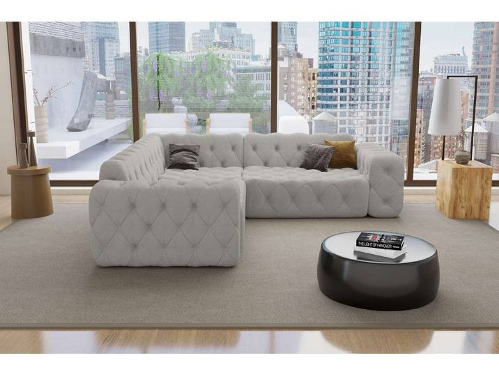 Sofa Dreams Ecksofa Ecksofa Menorca L-Form in Stoff, Ecksofa, L-Form, Rundumbezug aus gepolstertem Boucle-Stoff