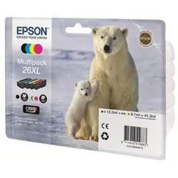 Epson Original 26XL Eisbär Druckerpatronen 4er Multipack BK/C/M/Y (C13T26364010)