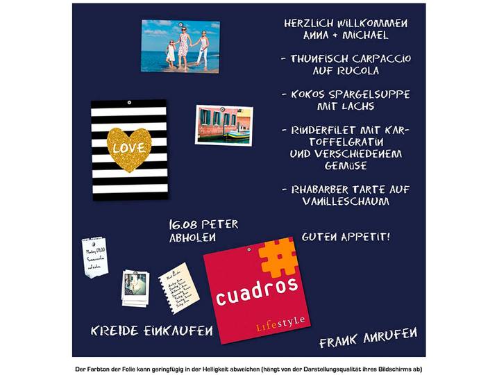Magnetfolie QUEENCE Magnetische Tafelfolie , blau (dunkelblau), B:50cm H:0,1cm L:50cm, Vinyl, Dekorationsfolien, Magnetfolie, Tafel-Wandtafelfolie-Magnetfolie, selbstklebend, Kreide+Neodym-Magnete
