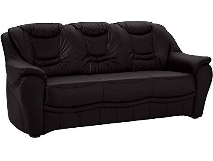 Cavadore 3-Sitzer Bansa mit Federkern / Polstercouch in Kunstleder / 198 x 94 x 95 / Lederoptik Schwarz