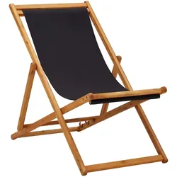 vidaXL Strandstuhl Klappbar Eukalyptusholz und Stoff Schwarz
