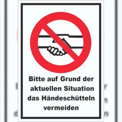 HB-Druck Bitte auf Grund der aktuellen Situation das Hände schütteln vermeiden Aufkleber A6 (105x148mm)