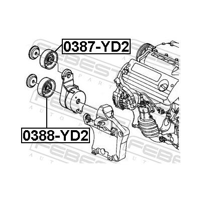 FEBEST Umlenk-/Führungsrolle, Keilrippenriemen 0388-YD2 für Ford GM VAG HONDA Porsche