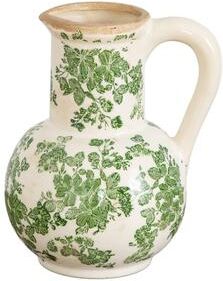 Nearly Natural 9-in Floral Tuscan Ceramic Green Scroll Jar