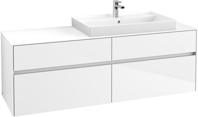 V&B; Meuble sous lavabo Collaro 160x54,8x50cm, lavabo à droite, blanc brillant ; Villeroy & Boch (C02700DH)