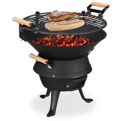 Relaxdays Grillfass Gusseisen Hellbraun,Schwarz