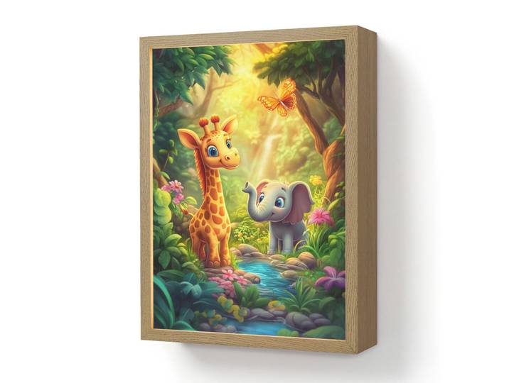 OnlyWow Nachttischlampe MIT Akku Giraffe - Elefant - Blumen - Dschungel 30x40 cm, Grün, Rechteckig, LED integrated, 30x40x8 cm, Lampen & Leuchten, Innenbeleuchtung, Nachtlichter