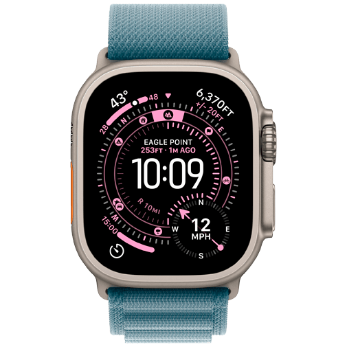 Apple Watch Ultra 3 49mm Titanium (Blaues Nylon Armband S)