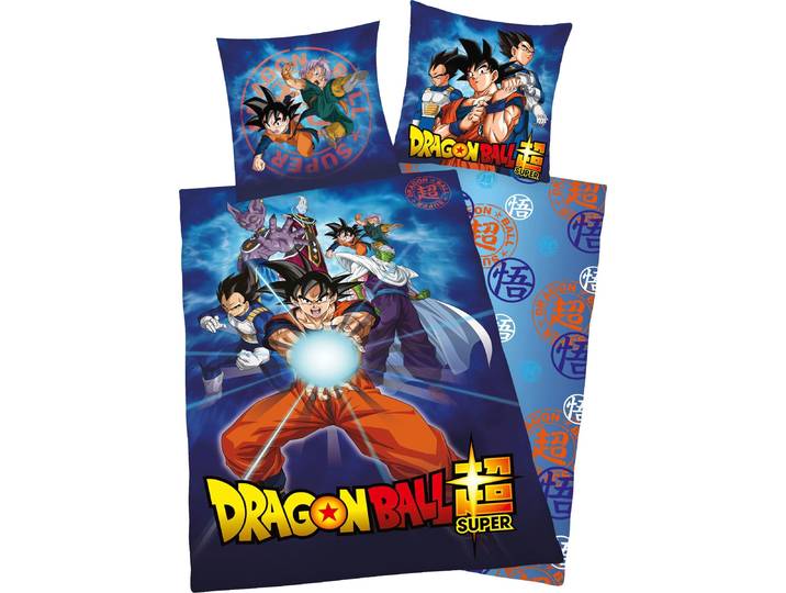 Kinderbettwäsche Dragonball , blau, B/L: 135cm x 200cm, 1 Stk., 1 Stk., Renforcé, B/L: 80cm x 80cm, 2 Stk., Renforcé, Obermaterial: 100% Baumwolle, Bettwäsche, Kinderbettwäsche, mit Dragonball Motiv