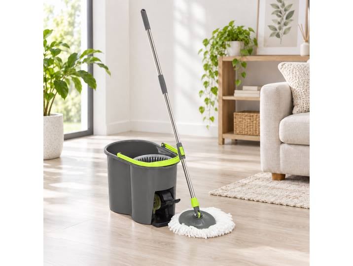 HOMCOM Balai Serpillère 20L Tête Rotative 360° Gris Foncé