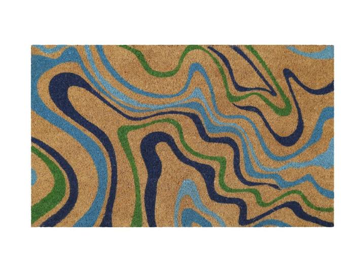 Paillasson en fibres de coco imprimé tons de bleu 60x90