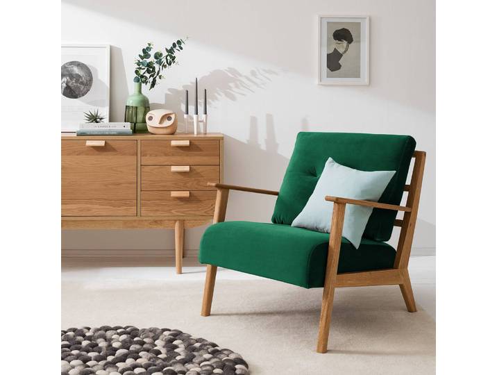 Fauteuil Vert/Vert foncé Velours Shyla 83 x 80 x 75cm