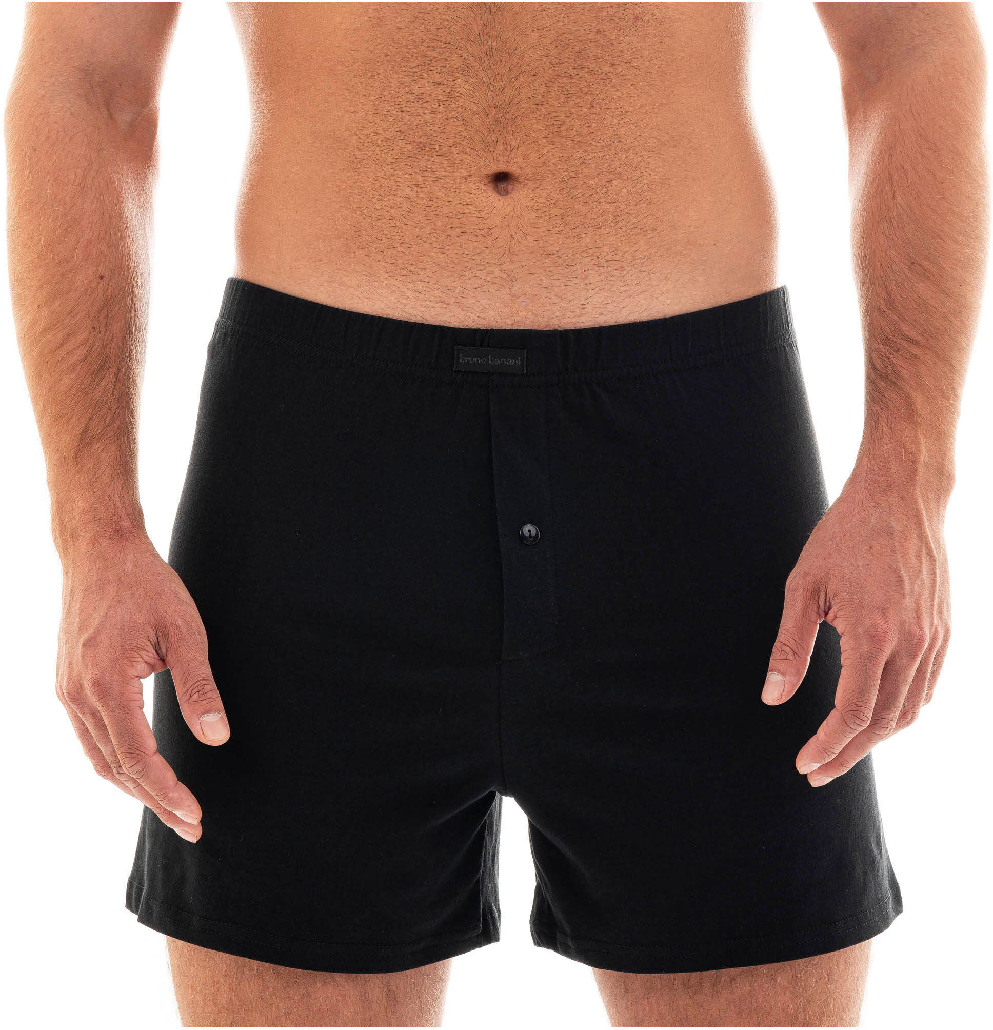 Weiter Boxer BRUNO BANANI "Loose Fit", Herren, Gr. S, schwarz (anthrazit, schwarz), Obermaterial: 100% Baumwolle, unifarben, körpernah, Unterhosen Weiter Boxer, mit Knopfleiste anthrazit, schwarz S
