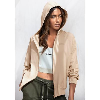 Kapuzensweatjacke BENCH. LOUNGEWEAR, Damen, Gr. 44/46, beige, angeraute Sweatware, Obermaterial: 95% Baumwolle, 5% Elasthan. Kapuzenfutter: 100% Baumwolle, unifarben, Basic, Sweatjacken, mit sportlichen Teilungsnähten, Loungeanzug
