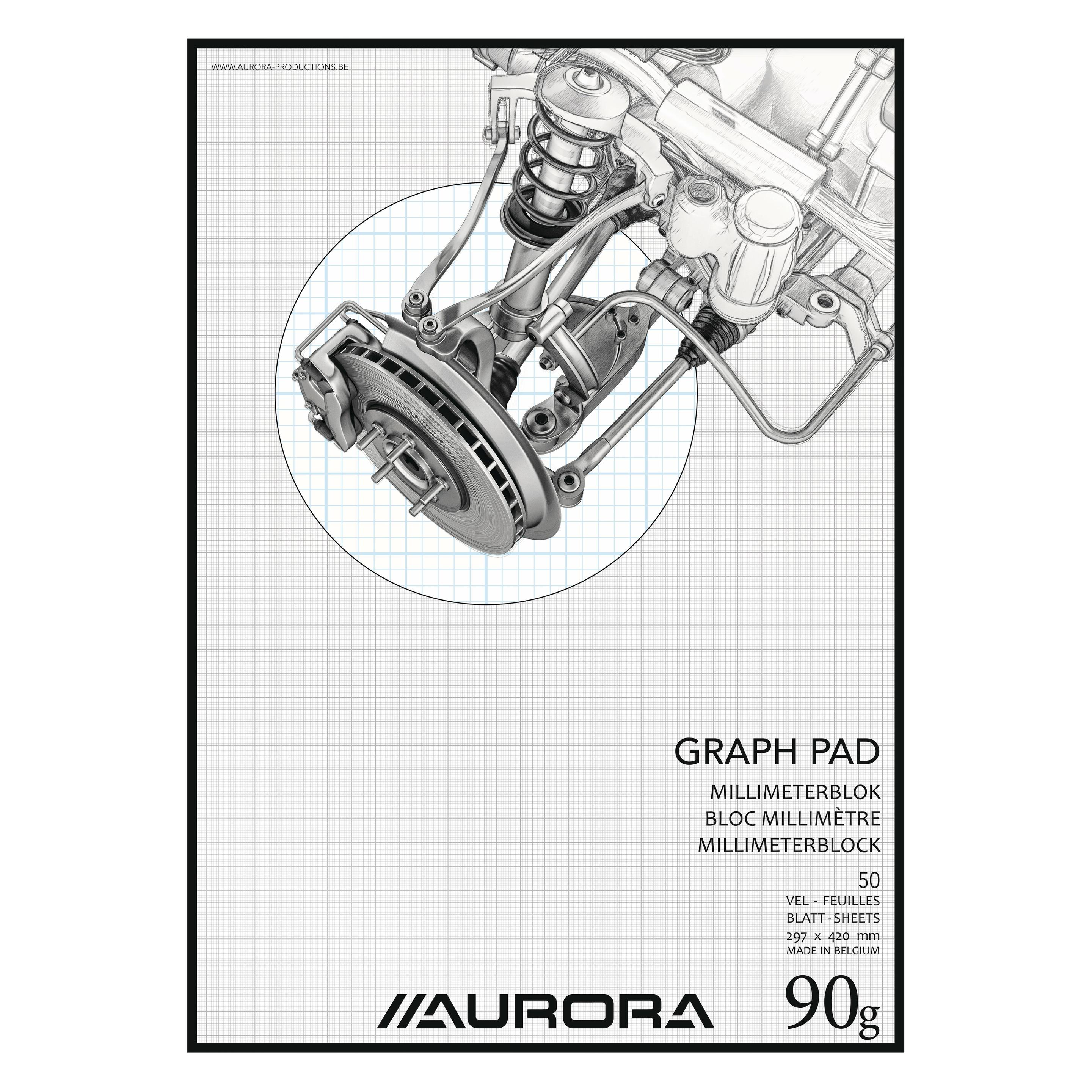 Aurora Blöcke - Papier weiss 90 g/m² (A3, Kariert) (MID101)