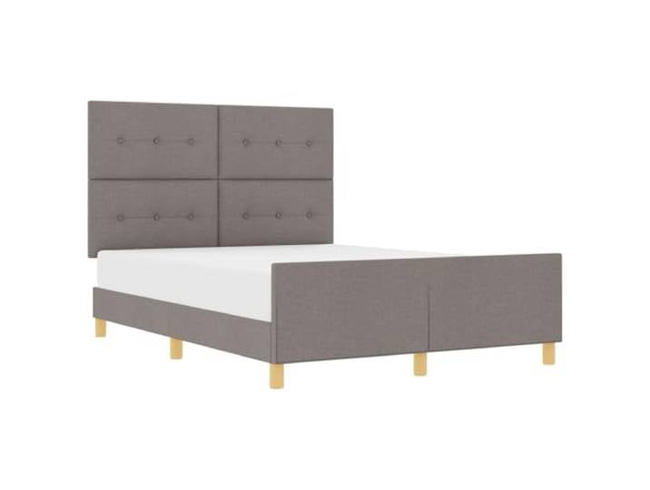 KKgypkn Plattformbett aus Stoff mit Kopfteil Taupe 140 x 190 cm, Bettgestell mit Fußteil, minimalistisches Design, Schaumfüllung, pflegeleicht