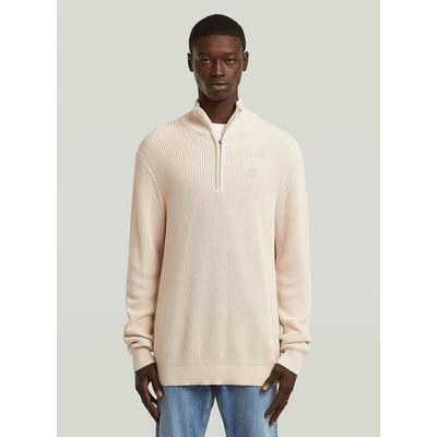 Longpullover G-STAR "Pullover Half Zip Knit", Herren, Gr. XL, weißbait, Strick, Obermaterial: 100% Baumwolle, Pullover Longpullover