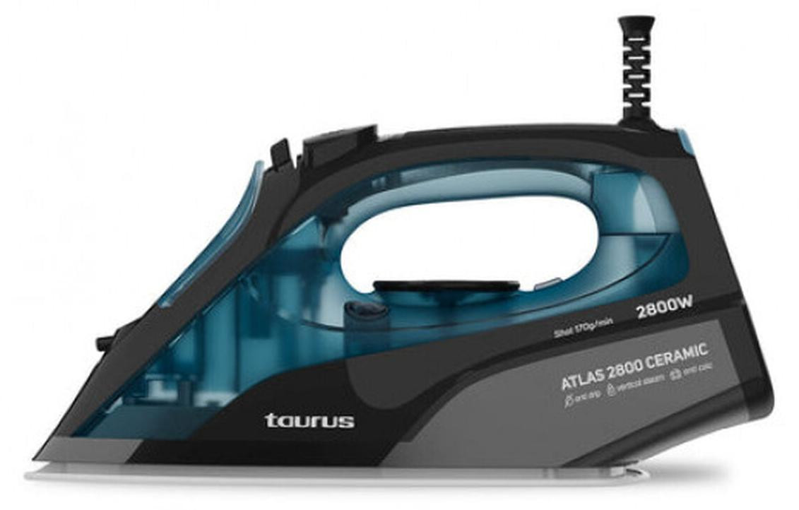 Taurus ATLAS 2800 CERAMIC stoomstrijkijzer met keramische strijkzool, 170 g/min, 0,43 liter, zwart-blauw-grijs