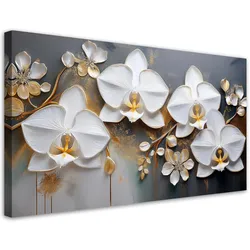 LEINWANDBILD Orchideen-weiße Blumen-Abstraktion 80x40cm