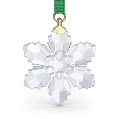 Dekohänger SWAROVSKI "Kristallfigur Sammelfigur Annual Edition Little Snowflake Ornament", transparent (kristallweiß, goldfarben, grün), Dekohänger, Baumwolle, Kristallglas, Metall, Swarovski Kristall