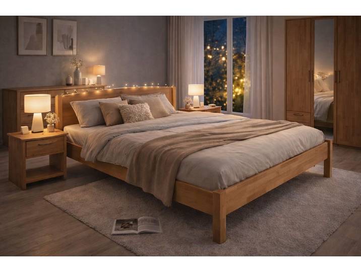 bv-vertrieb Massivholzbett Doppelbett Holzbett Buche massiv geölt 140x200 #4530