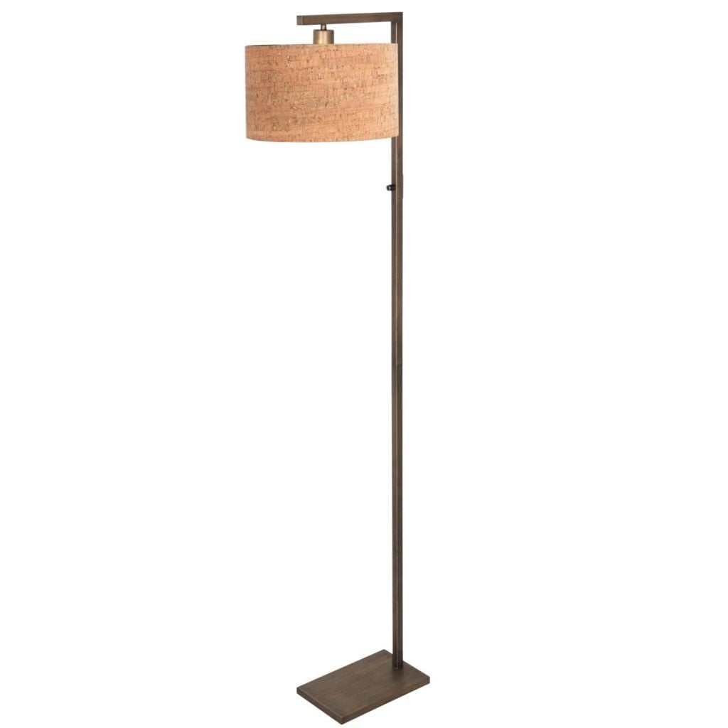 Steinhauer Vloerlamp Brons met Kurken Kap en Metalen Stang