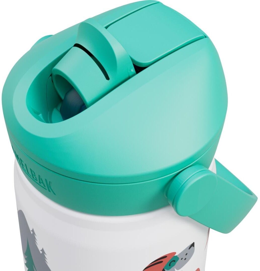 Trinkflasche CAMELBAK "Biking Dogs 400 ml", Baby, Gr. 400ml, türkis, weiß, Stahl, Trinkflaschen Trinkflasche türkis, weiß 400ml