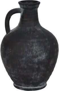Sagebrook Home Decorative Vase - Black Weathered Terracotta Jug Handle,10in
