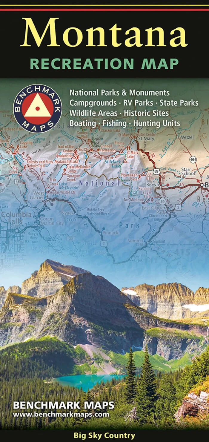 Carte des loisirs du Montana   Benchmark Maps