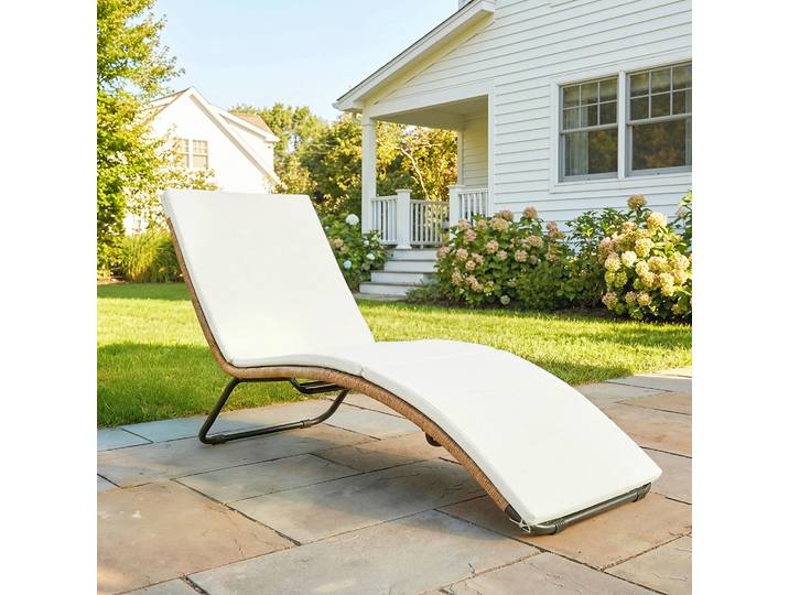Outsunny Chaise Longue S Rotin Jardin Coussin Acier