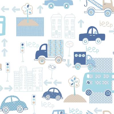 Galerie Wallcoverings Just 4 Kids 2 City Traffic Non-woven Matte Wallpaper Roll
