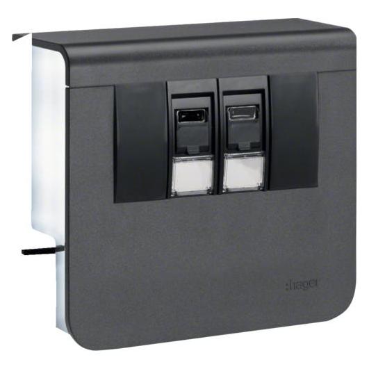 Hager SL200559079011 - Ausgang - RJ-45 X 2 - RAL 9011 (SL200559079011)