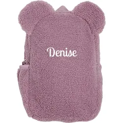 Kita Rucksack mit eigenem Namen im Design "Teddyrucksack Flieder" in verschiedenen Farben