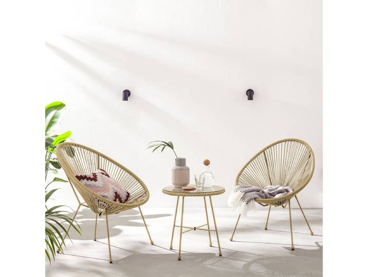 Sitzgruppe Copacabana 3-teilig Beige/Beige