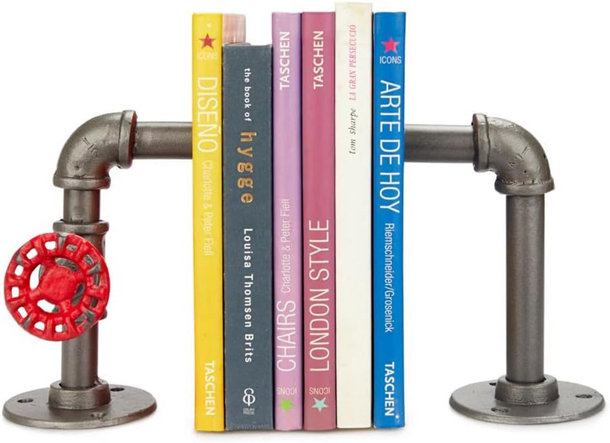 Decoratieve Boekensteun met Industrieel Kraan Model - Antislip IJzeren Boekenstopper