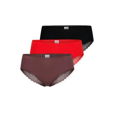 Brasilslip SCHIESSER "Modern Multipacks", Damen, Gr. 42, Single Jersey, bunt (920, sonstige), Single Jersey, Obermaterial: 95% Baumwolle, 5% Elasthan, körpernah, Unterhosen, Spitzenbänder, Single-Jersey, Baumwollmischung