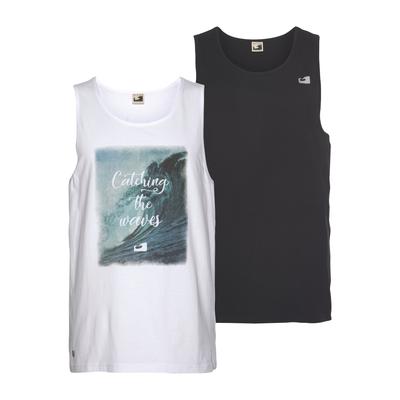 Tanktop OCEAN SPORTSWEAR, Herren, Gr. M (48/50), schwarz-weiß (schwarz, weiß, bedruckt, bedruckt), Single Jersey, Obermaterial: 100% Baumwolle, bedruckt, unifarben, Basic, Rundhals, Tops Tanktop, in Baumwoll -Qualität, Topseller
