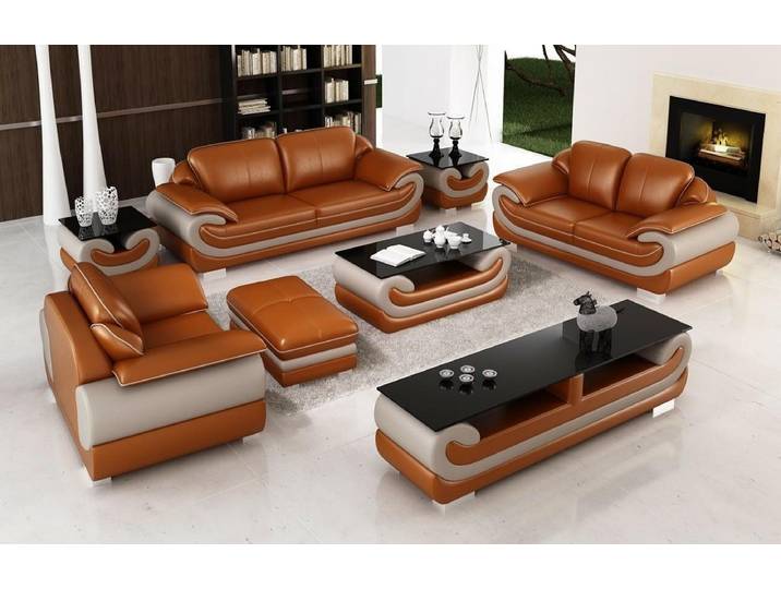 JVmoebel Polstergarnitur Ledersofa in modernem Design mit Massivholzdetails, Made in Europa