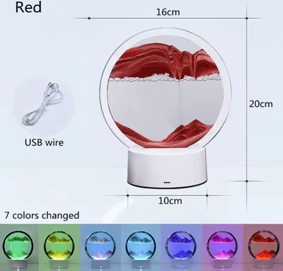 Uplift Curations 3D Quicksand LED Table Lamp Rotating Sand Art Night Light Decor red