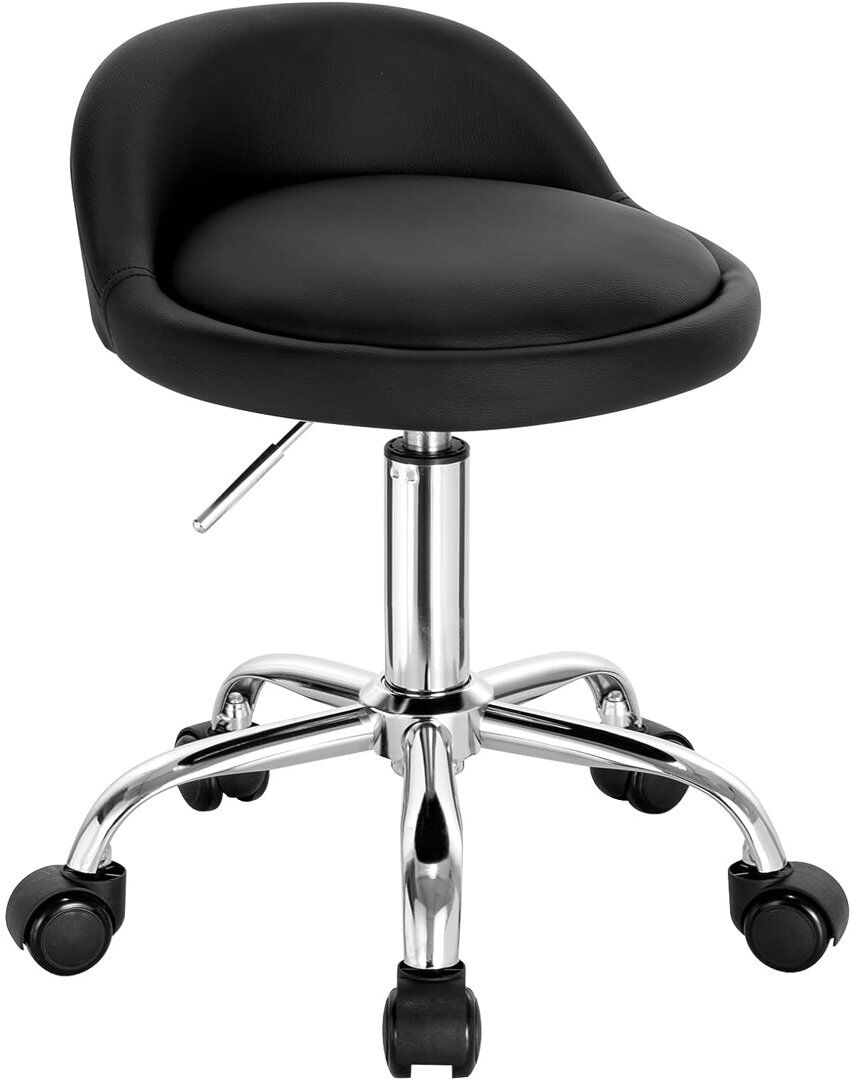 17 Stories Meliani Backed Adjustable Height Lab Stool Black 53cm H X 44cm W X 44cm D